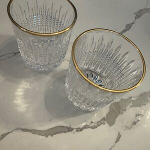 Pottery Barn Gold-Trimmed Crystal Tumblers